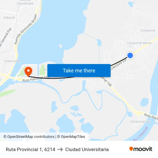 Ruta Provincial 1, 6214 to Ciudad Universitaria map