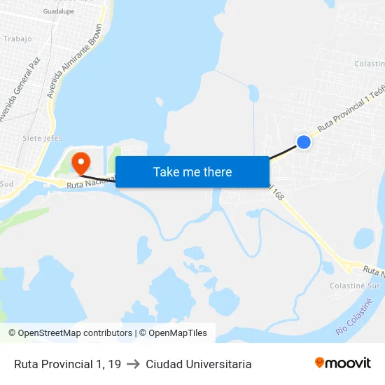 Ruta Provincial 1, 19 to Ciudad Universitaria map