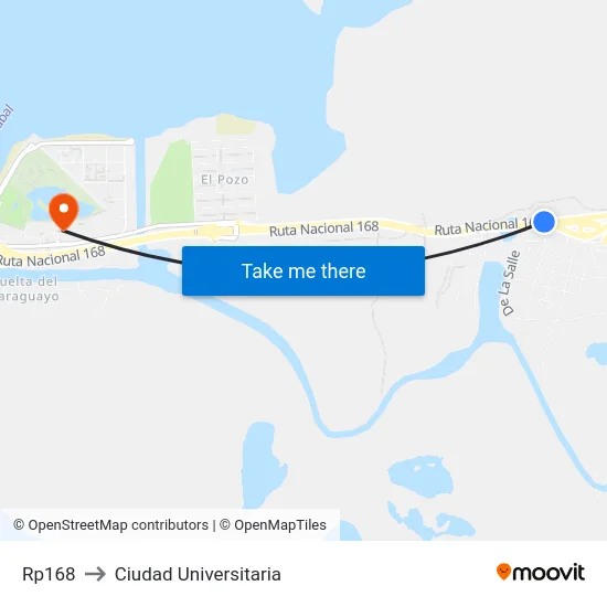 Rp168 to Ciudad Universitaria map