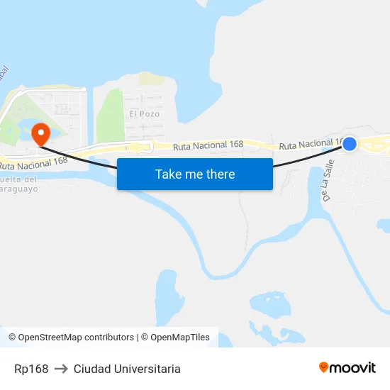 Rp168 to Ciudad Universitaria map