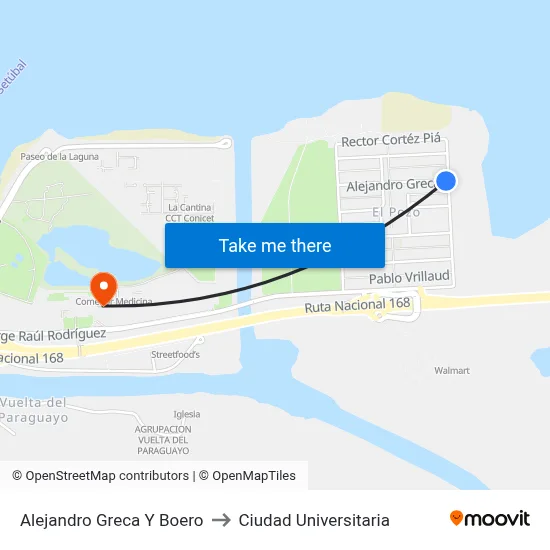 Alejandro Greca Y Boero to Ciudad Universitaria map