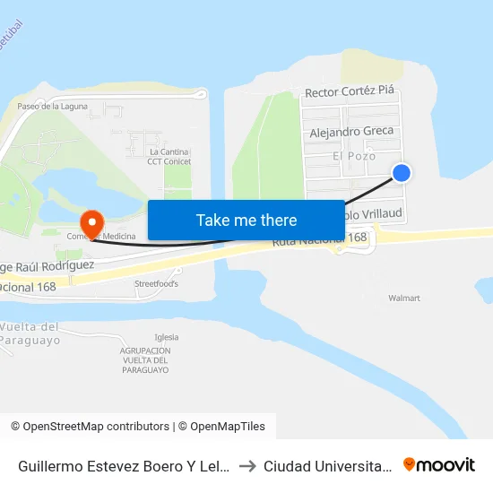 Guillermo Estevez Boero Y Leloir to Ciudad Universitaria map