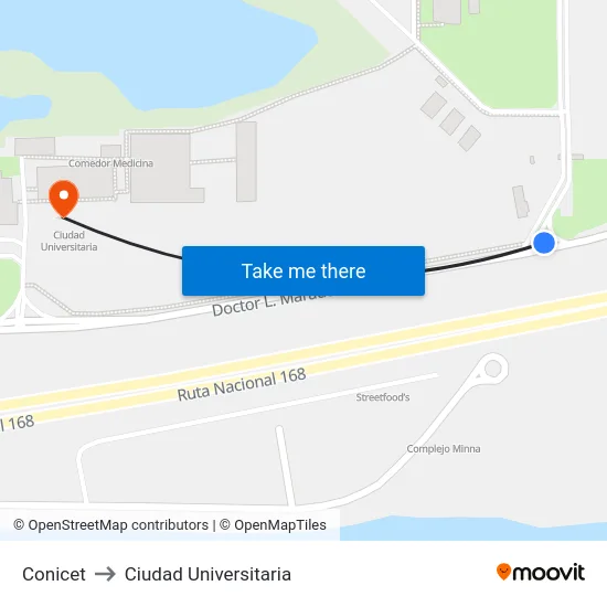 Conicet to Ciudad Universitaria map