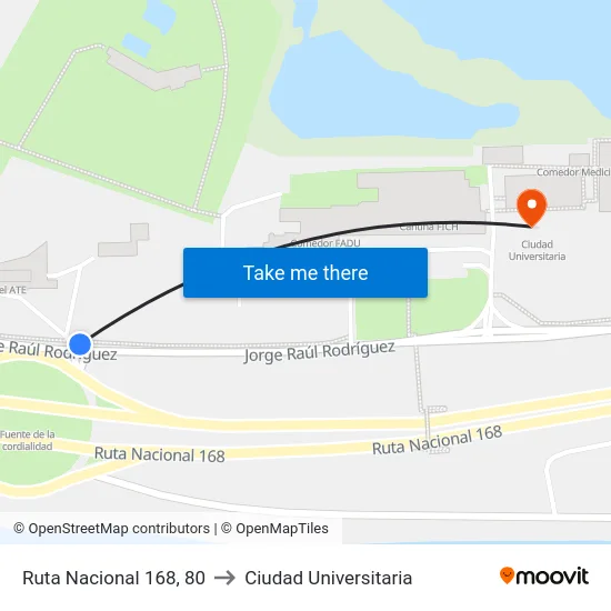 Ruta Nacional 168, 80 to Ciudad Universitaria map