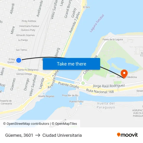 Güemes, 3601 to Ciudad Universitaria map
