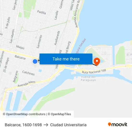 Balcarce, 1600-1698 to Ciudad Universitaria map