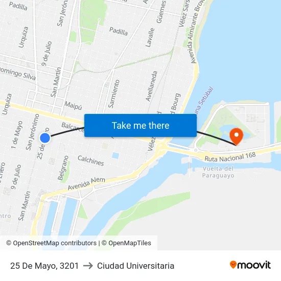 25 De Mayo, 3201 to Ciudad Universitaria map