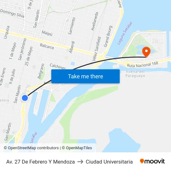 Av. 27 De Febrero Y Mendoza to Ciudad Universitaria map