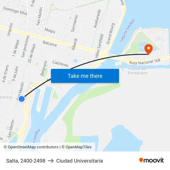 Salta, 2400-2498 to Ciudad Universitaria map