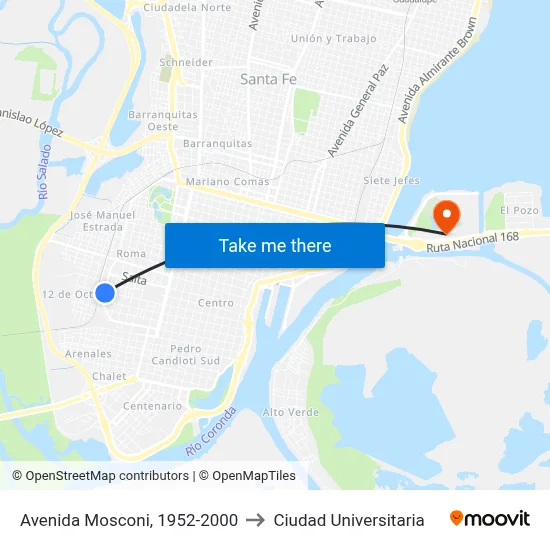 Avenida Mosconi, 1952-2000 to Ciudad Universitaria map