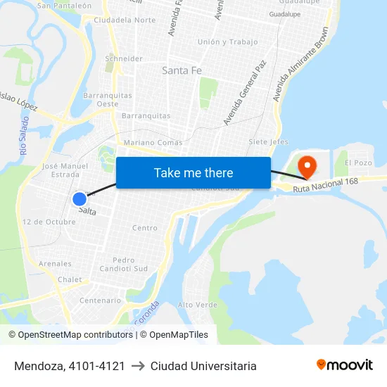 Mendoza, 4101-4121 to Ciudad Universitaria map