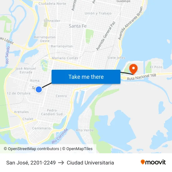 San José, 2201-2249 to Ciudad Universitaria map