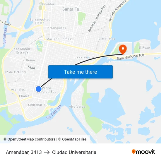 Amenábar, 3413 to Ciudad Universitaria map