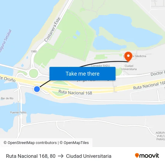 Ruta Nacional 168, 80 to Ciudad Universitaria map
