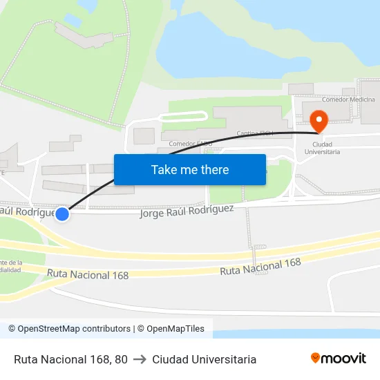 Ruta Nacional 168, 80 to Ciudad Universitaria map