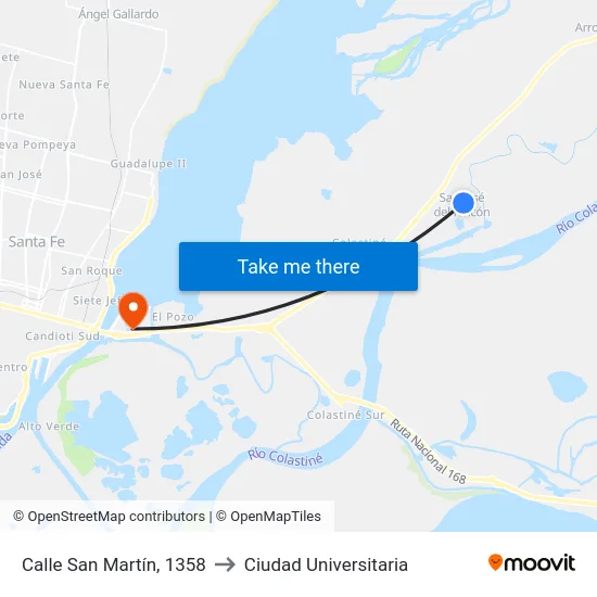 Calle San Martín, 1358 to Ciudad Universitaria map