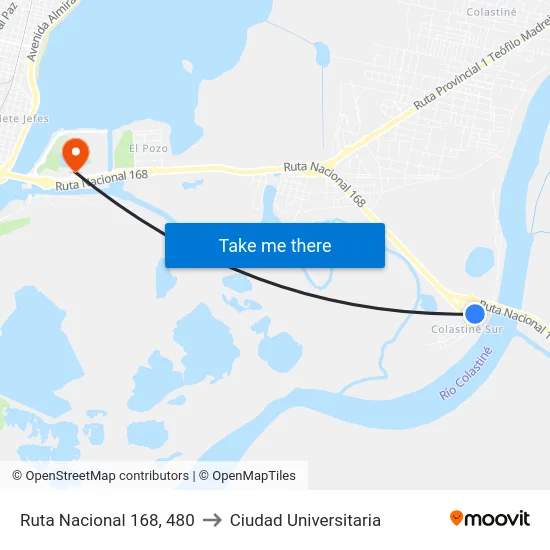Ruta Nacional 168, 480 to Ciudad Universitaria map