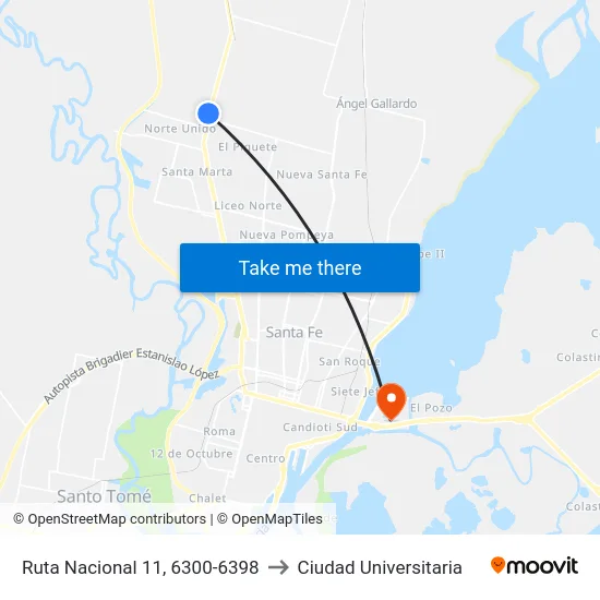 Ruta Nacional 11, 6300-6398 to Ciudad Universitaria map