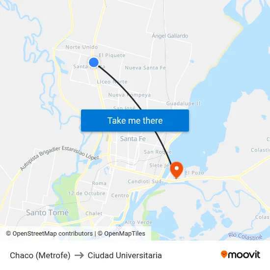 Chaco (Metrofe) to Ciudad Universitaria map