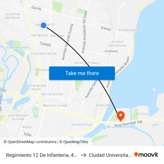 Regimiento 12 De Infanteria, 4409 to Ciudad Universitaria map