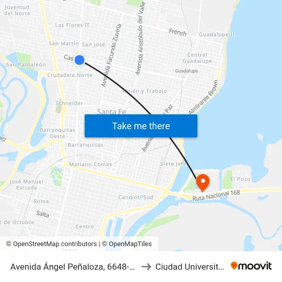 Avenida Ángel Peñaloza, 6648-6700 to Ciudad Universitaria map