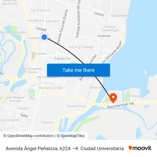 Avenida Ángel Peñaloza, 6224 to Ciudad Universitaria map