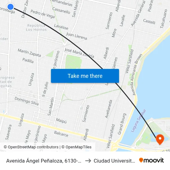 Avenida Ángel Peñaloza, 6130-6200 to Ciudad Universitaria map