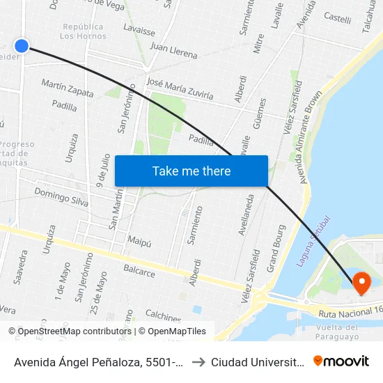 Avenida Ángel Peñaloza, 5501-5595 to Ciudad Universitaria map