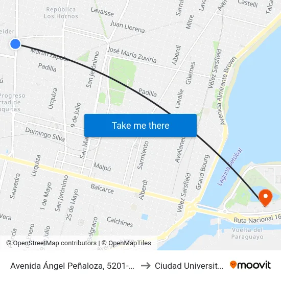 Avenida Ángel Peñaloza, 5201-5231 to Ciudad Universitaria map