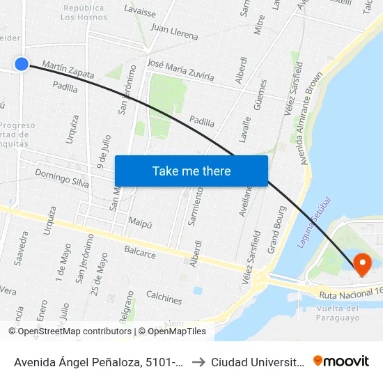 Avenida Ángel Peñaloza, 5101-5199 to Ciudad Universitaria map