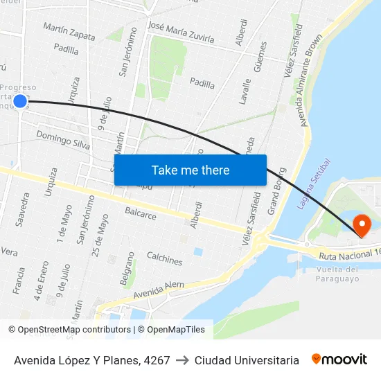 Avenida López Y Planes, 4267 to Ciudad Universitaria map