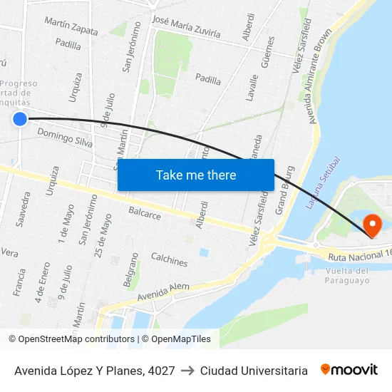 Avenida López Y Planes, 4027 to Ciudad Universitaria map