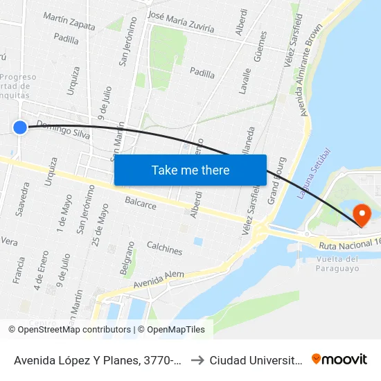 Avenida López Y Planes, 3770-3930 to Ciudad Universitaria map
