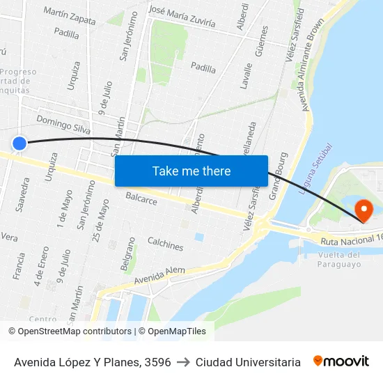 Avenida López Y Planes, 3596 to Ciudad Universitaria map