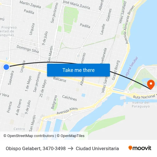 Obispo Gelabert, 3470-3498 to Ciudad Universitaria map