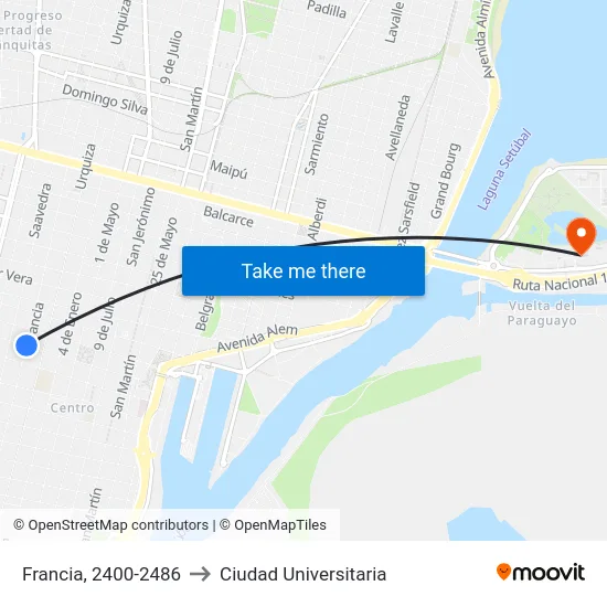 Francia, 2400-2486 to Ciudad Universitaria map