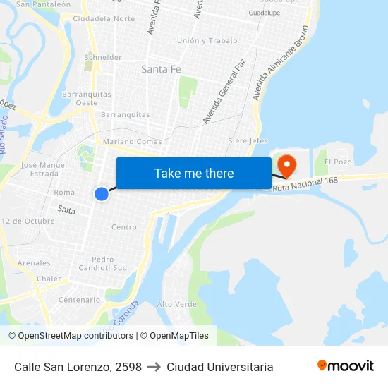 Calle San Lorenzo, 2598 to Ciudad Universitaria map