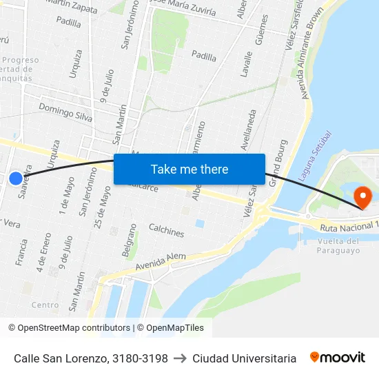 Calle San Lorenzo, 3180-3198 to Ciudad Universitaria map