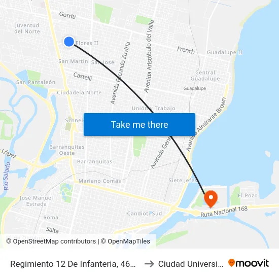 Regimiento 12 De Infanteria, 4600-4698 to Ciudad Universitaria map