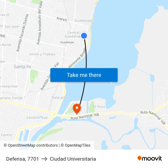 Defensa, 7701 to Ciudad Universitaria map
