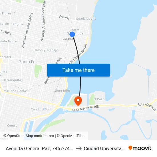 Avenida General Paz, 7467-7483 to Ciudad Universitaria map