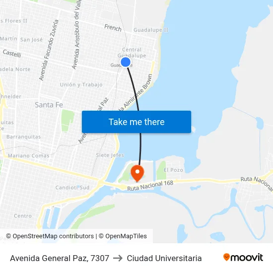 Avenida General Paz, 7307 to Ciudad Universitaria map