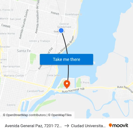 Avenida General Paz, 7201-7299 to Ciudad Universitaria map