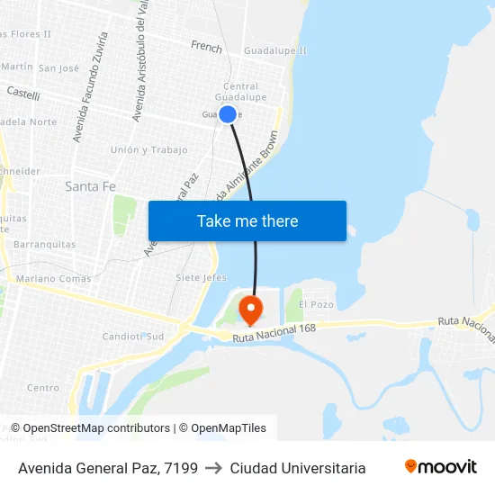 Avenida General Paz, 7199 to Ciudad Universitaria map