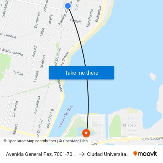 Avenida General Paz, 7001-7031 to Ciudad Universitaria map