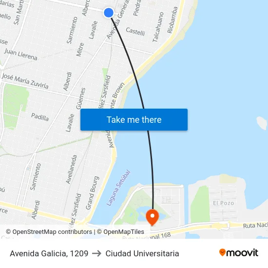 Avenida Galicia, 1209 to Ciudad Universitaria map