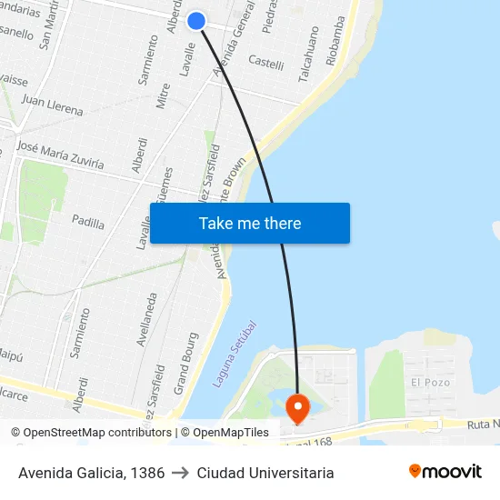 Avenida Galicia, 1386 to Ciudad Universitaria map
