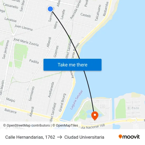 Calle Hernandarias, 1762 to Ciudad Universitaria map