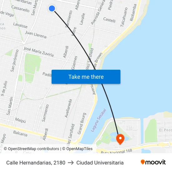 Calle Hernandarias, 2180 to Ciudad Universitaria map