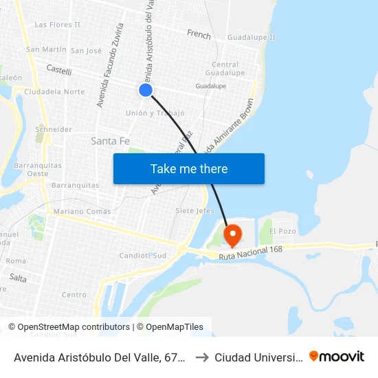 Avenida Aristóbulo Del Valle, 6701-6711 to Ciudad Universitaria map